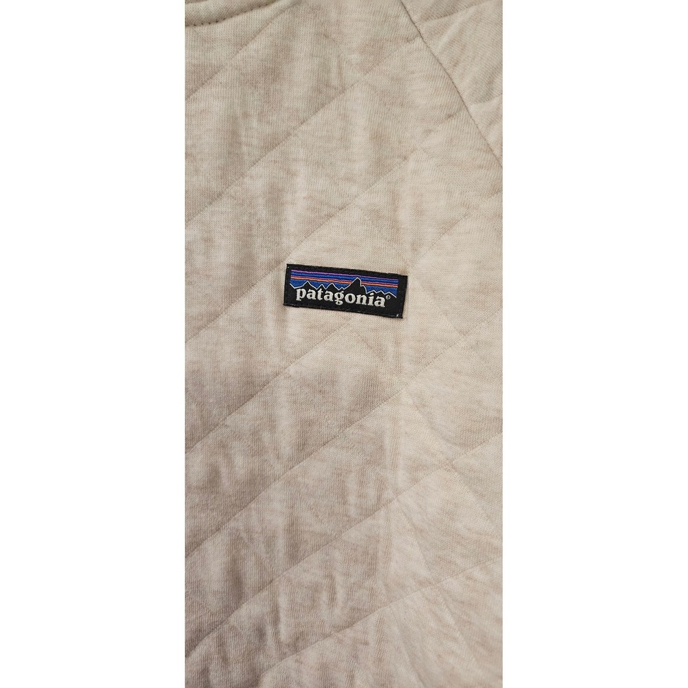 Patagonia Organic Cotton Quilt Crew Sweatshirt Medium Oatmeal Quilted Pullover - Picture 3 of 6